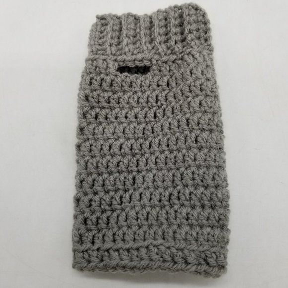 2 Pairs of Handmade Crochet Wrist Warmers, Grey and Ivory Winter Accessory - Picture 2 of 16